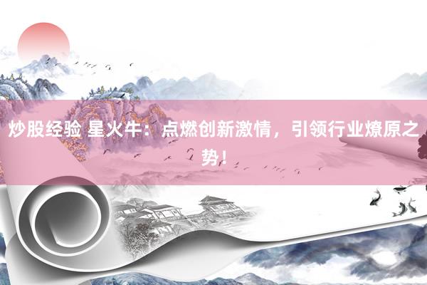 炒股经验 星火牛：点燃创新激情，引领行业燎原之势！