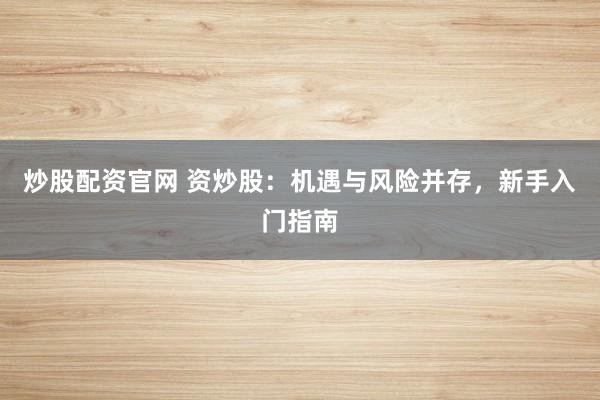 炒股配资官网 资炒股：机遇与风险并存，新手入门指南