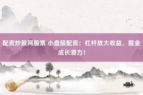 配资炒股网股票 小盘股配资：杠杆放大收益，掘金成长潜力！