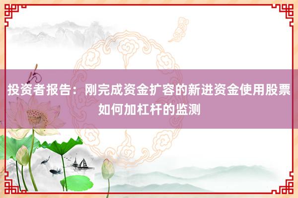 投资者报告：刚完成资金扩容的新进资金使用股票如何加杠杆的监测