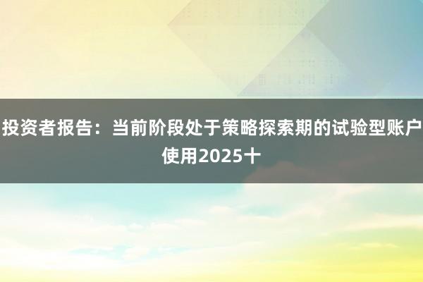 投资者报告：当前阶段处于策略探索期的试验型账户使用2025十