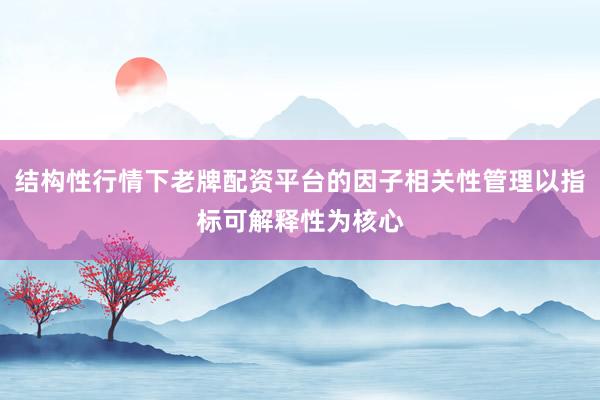 结构性行情下老牌配资平台的因子相关性管理以指标可解释性为核心