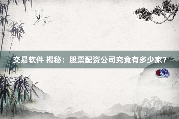 交易软件 揭秘：股票配资公司究竟有多少家？